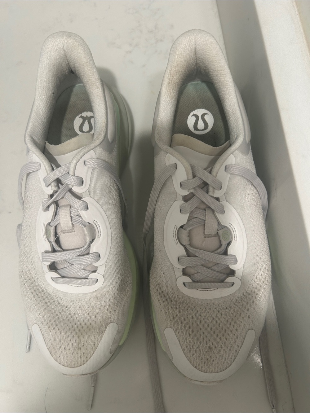 lululemon athletica White & Pale Green Running Shoes